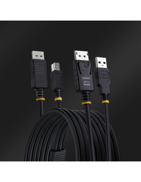StarTech.com Cavo KVM DisplayPort e USB 5Gbps da 1,8m, Cavo Combinato DP 1.2 4K 60Hz e USB-A 3.0 per Switch KVM