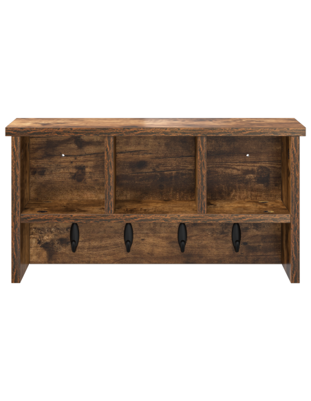 Appendiabiti a muro con lo scaffale Rovere fumo 50 x 16 x 26 cm