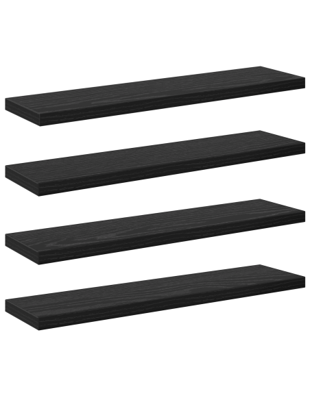 Mensole per libri rovere nero, 4 pezzi, 40x10x1.5 cm, legno ingegnerizzato