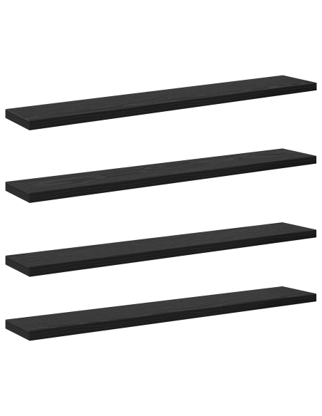 Mensole libreria - 4 pezzi in legno nero, 60x10x1.5 cm.