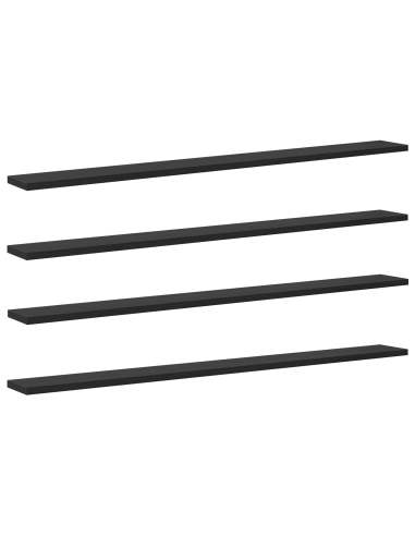 Scaffale 4 pcs Nero 100 x 10 x 1,5 cm Legno multistrato