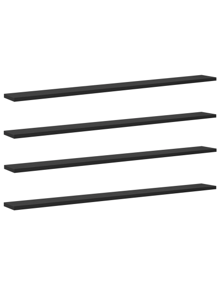 Scaffale 4 pcs Nero 100 x 10 x 1,5 cm Legno multistrato