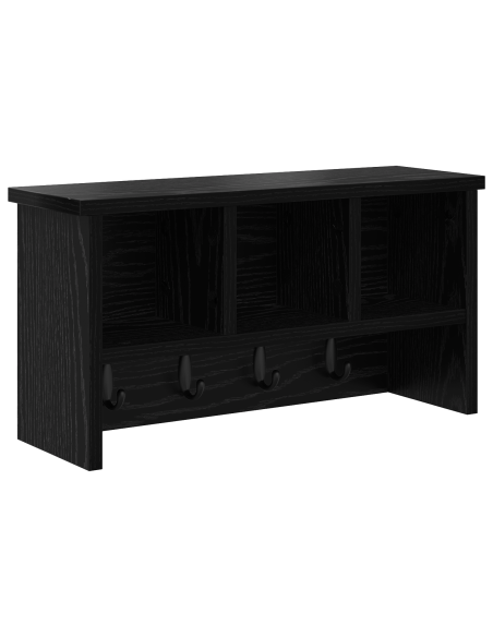 Appendiabiti a muro con lo scaffale Rovere nero 50 x 16 x 26 cm