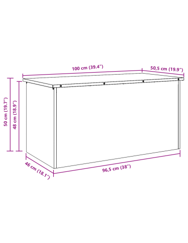 Scatola di Stoccaggio Esterno Ruggine 100 x 50,5 x 50 cm