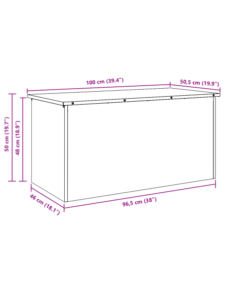Scatola di Stoccaggio Esterno Ruggine 100 x 50,5 x 50 cm