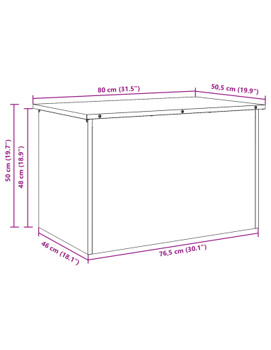 Scatola di Stoccaggio Esterno Ruggine 80 x 50,5 x 50 cm Acciaio