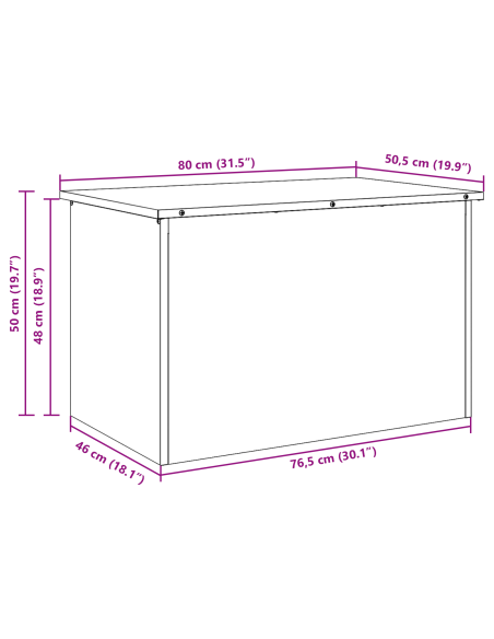 Scatola di Stoccaggio Esterno Ruggine 80 x 50,5 x 50 cm Acciaio