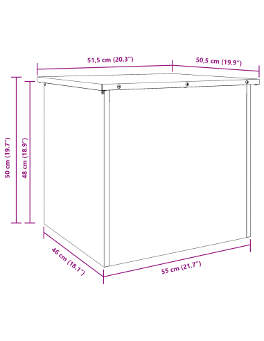 Scatola di Stoccaggio Esterno Ruggine 55 x 50,5 x 50 cm Acciaio