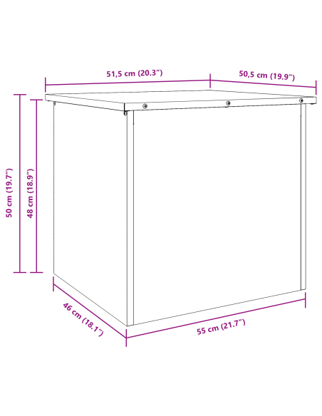 Scatola di Stoccaggio Esterno Ruggine 55 x 50,5 x 50 cm Acciaio