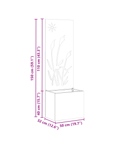Schermo per privacy in giardino Traforo Ruggine 50 x 140 cm