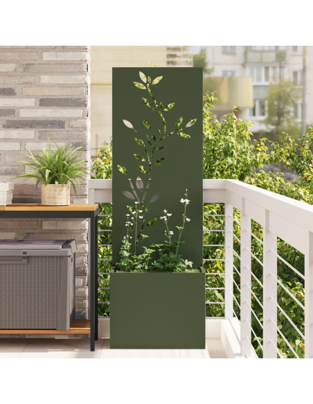 Vaso da Giardino con Pannello Decorativo Verde oliva