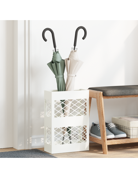 Supporto per Ombrellone Reticolo Bianco 28 x 12 x 41 cm Acciaio