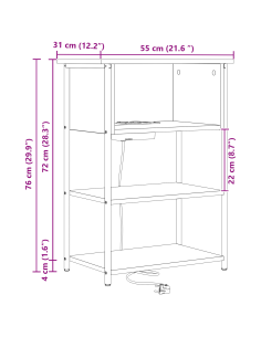 Armadio da Notte Rovere Nero 55 x 31 x 76 cm Legno multistrato