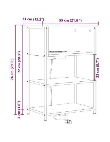 Armadio da Notte Rovere fumé 55 x 31 x 76 cm Legno multistrato