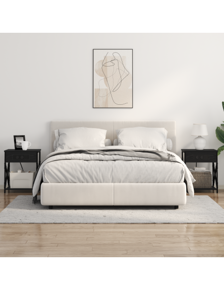 Armadio da Notte 2 pcs Rovere Nero 41 x 31 x 51 cm