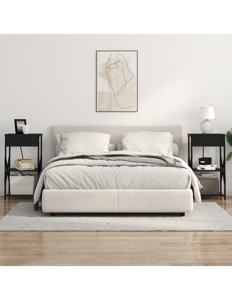 Armadio da Notte 2 pcs Rovere Nero 41 x 31 x 76 cm