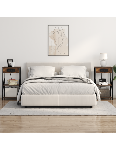 Armadio da Notte 2 pcs Rovere fumé 41 x 31 x 76 cm