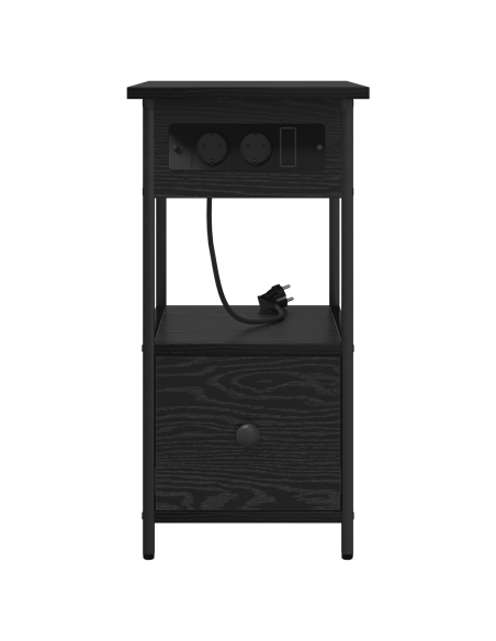 Armadio da Notte Rovere nero 60 x 30 x 61 cm Legno multistrato