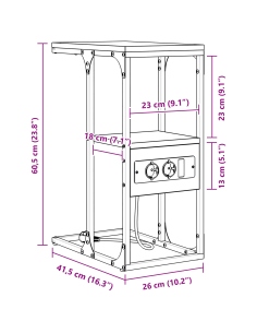 Armadio da Notte con cassetto Rovere fumo 41.5 x 26 x 60.5 cm