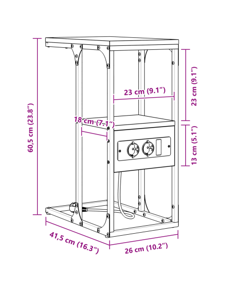 Armadio da Notte con cassetto Grigio sonoma 41.5 x 26 x 60.5 cm