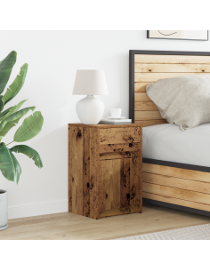 Armadio da Letto LED con cassetto Legno vecchio 38 x 34 x 61 cm