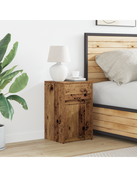 Armadio da Letto LED con cassetto Legno vecchio 38 x 34 x 61 cm