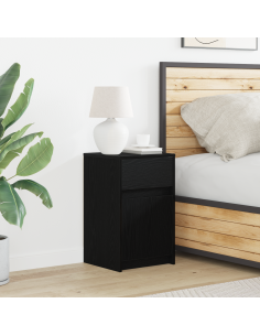 Armadio da Letto LED con cassetto Rovere nero 38 x 34 x 61 cm