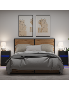 Armadio da Letto LED 2 pcs Rovere nero 38 x 34 x 61 cm