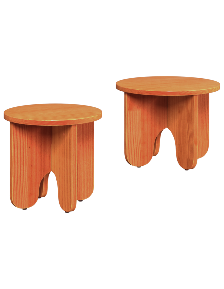 Tavolino da salotto 2 pcs Marrone cerato Legno massello di pino