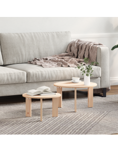 Tavolino da salotto 2 pcs Naturale Legno massello di pino