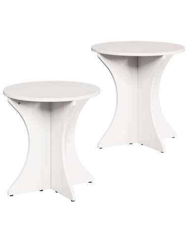 Tavolino da salotto 2 pcs Bianco Legno di pino massello