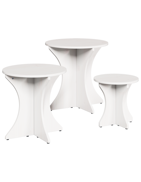 Set di Tavolini da Caffè 3 pcs Bianco 46 x 46 x 47 cm
