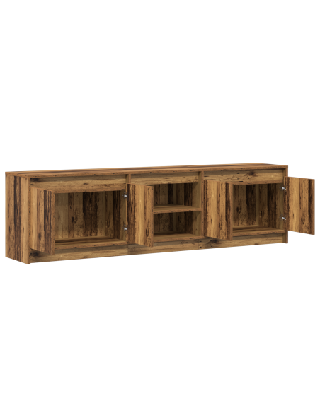 Mobile TV con luci a strisce a LED con archiviazione con porta Marrone 180 x 34 x 50 cm