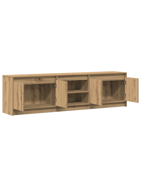 Mobile TV con luci a strisce a LED con archiviazione con porta Marrone 182 x 34 x 50 cm