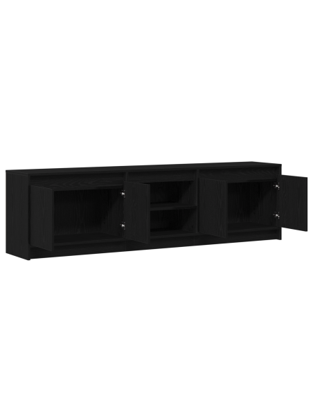 Mobile TV con luci a strisce a LED con archiviazione con porta Nero 182 x 34 x 50 cm