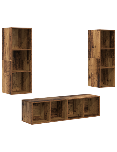 Set di mobili TV 3 pcs Legno vecchio 37 x 37 x 142.5 cm