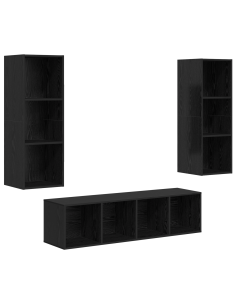 Set mobile TV 3 pcs Rovere Nero Legno multistrato
