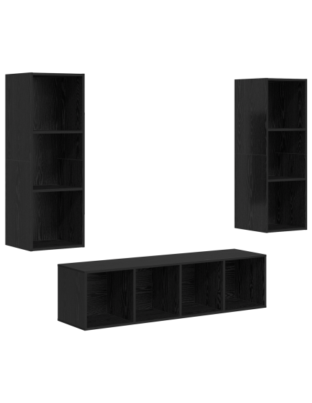 Set mobile TV 3 pcs Rovere Nero Legno multistrato