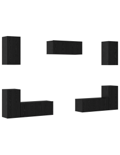 Set mobile TV 7 pcs Rovere Nero Legno multistrato