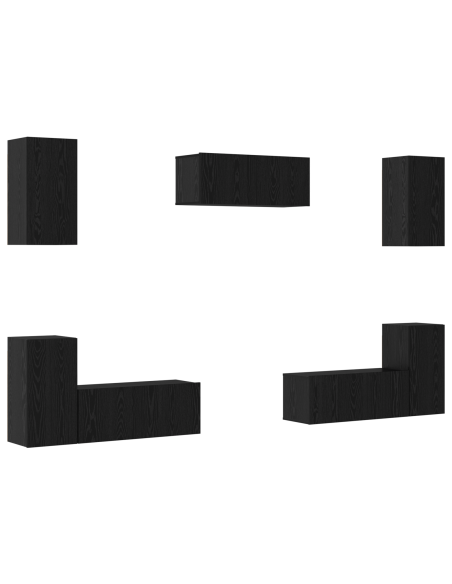 Set mobile TV 7 pcs Rovere nero Legno multistrato