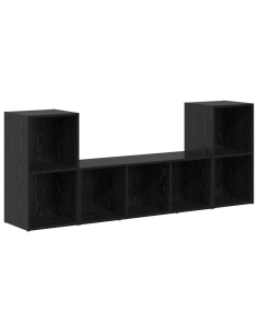 Set mobile TV Montaggio a parete 3 pcs Nero Legno multistrato