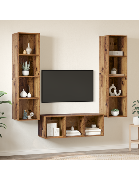 Set di mobili TV 3 pcs Legno vecchio 37 x 37 x 142.5 cm