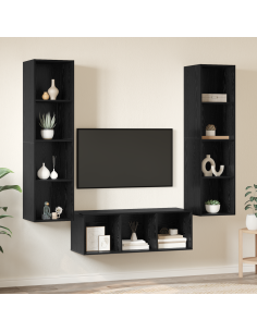 Set mobile TV 3 pcs Rovere Nero Legno multistrato