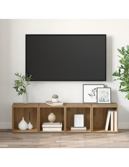 Mobili TV 4 pz Rovere artigianale 37x35x37 cm Legno ingegnerizzato