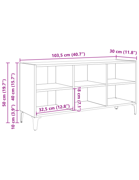 Supporto TV in Rovere Nero Rovere Nero Truciolare Standard