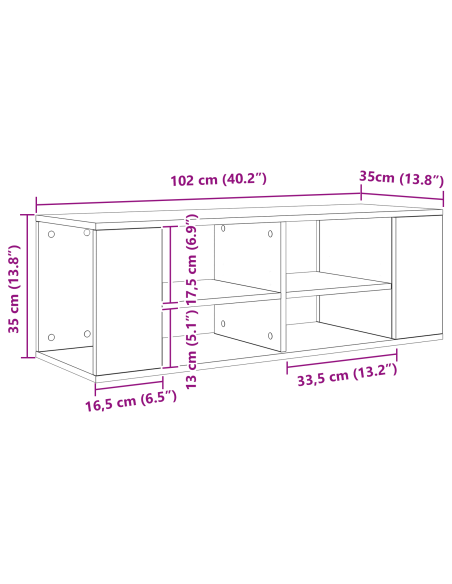 Set mobile TV Rovere artigianale 102 x 35 x 35 cm