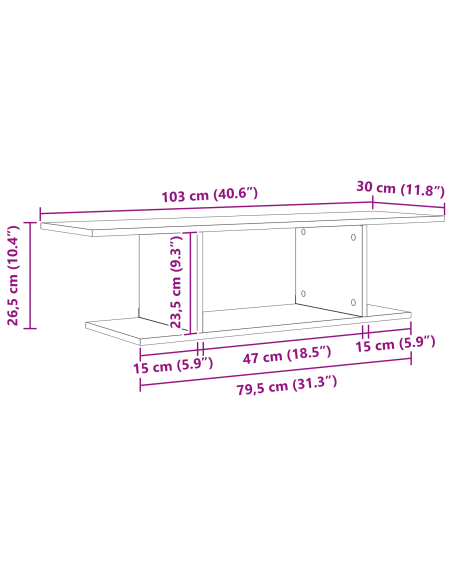Set mobile TV Marrone 103 x 30 x 26,5 cm Legno multistrato