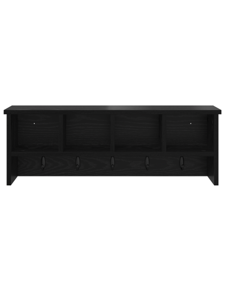 Appendiabiti a muro con lo scaffale Rovere nero 75 x 16 x 26 cm