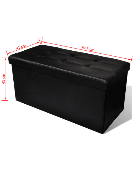 Panchina con contenitore con cuscino Nero 84.5 x 41 x 41 cm