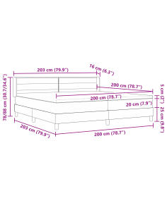 Letto a molle con materasso Nero 200 x 200 cm Poliestere